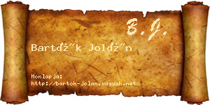 Bartók Jolán névjegykártya